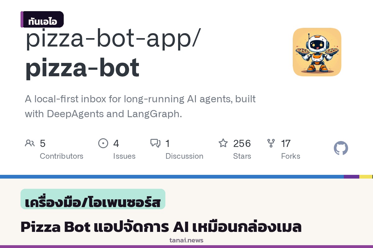 เปิดตัว Pizza Bot โอเพนซอร์สเดสก์ท็อปแอป จัดการ AI Agents เหมือนกล่องเมล
