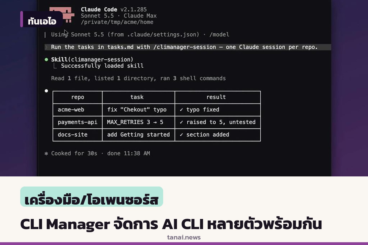 เปิดตัว CLI Manager เครื่องมือโอเพนซอร์สบนแมคโอเอส จัดการเอเยนต์ไอซีแอลไอหลายตัวพร้อมกัน