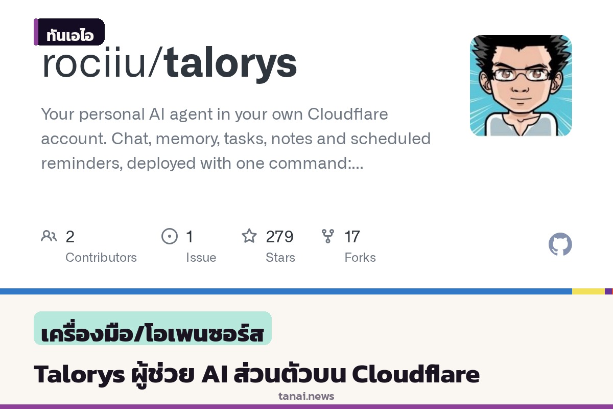 เปิดตัว Talorys ผู้ช่วย AI ส่วนตัวแบบโฮสต์เอง รันบนระบบฟรีของ Cloudflare