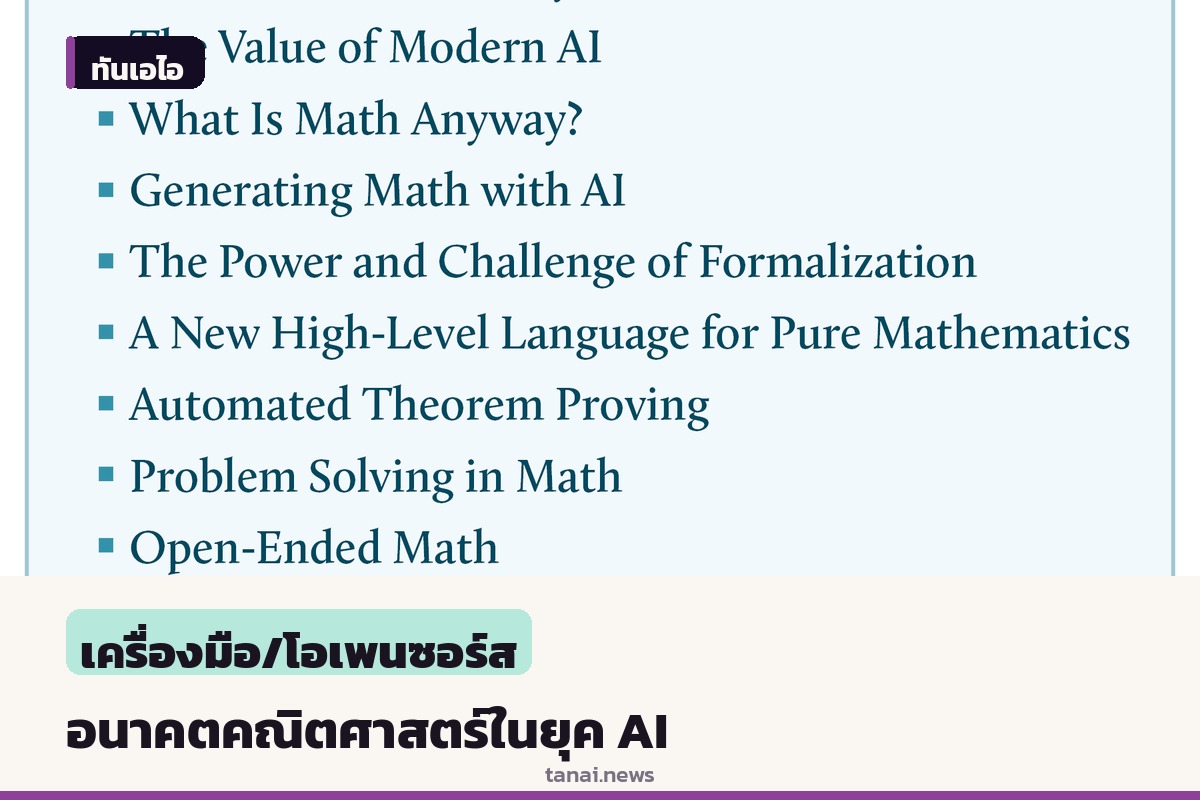 อนาคตงานวิจัยคณิตศาสตร์บริสุทธิ์ในยุค AI: เครื่องมือช่วยคิดหรือภัยคุกคามวิทยาศาสตร์เปิด