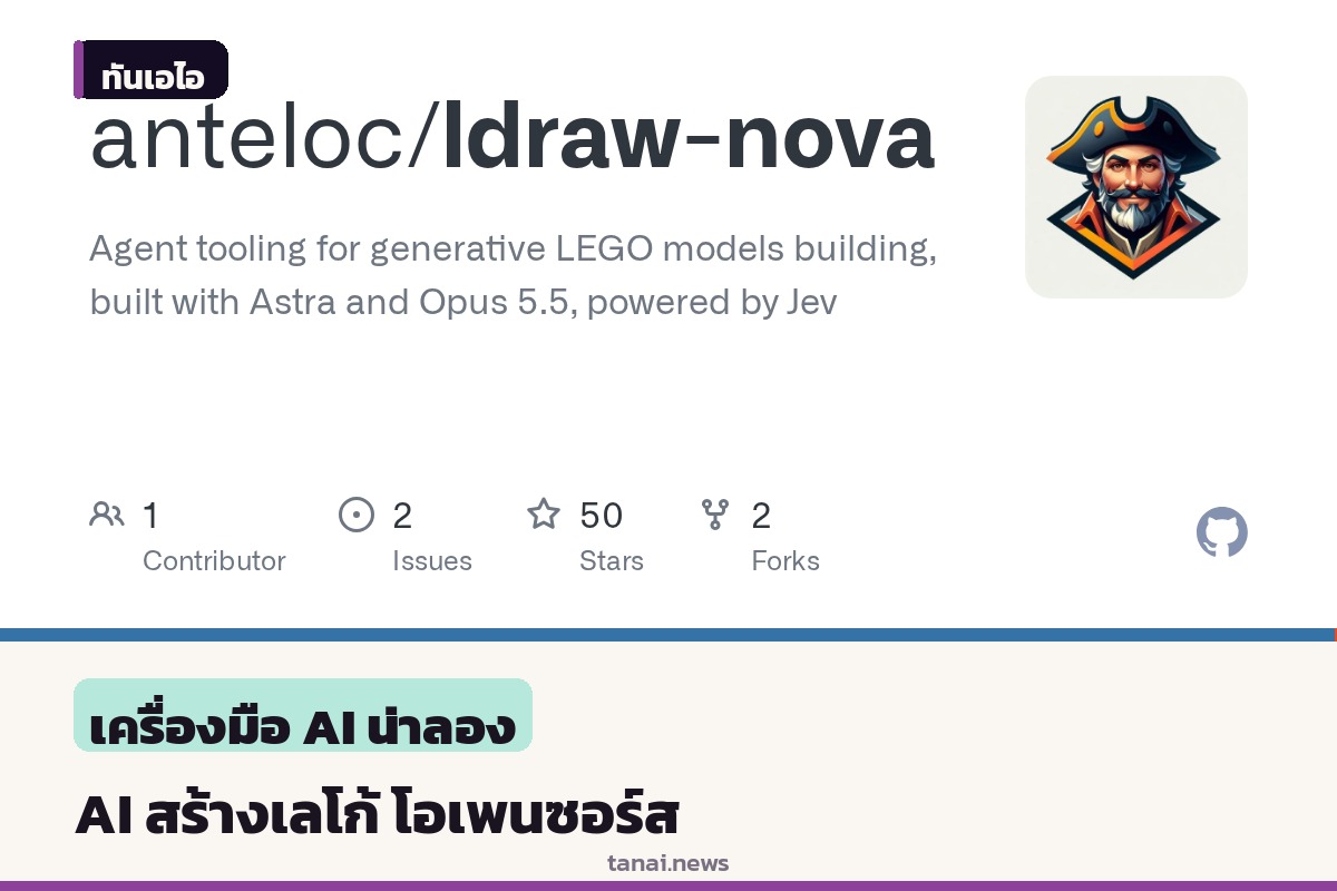 นักพัฒนาปล่อยเครื่องมือโอเพนซอร์ส ใช้ AI สร้างไฟล์โมเดลเลโก้ผ่านภาษา LDraw